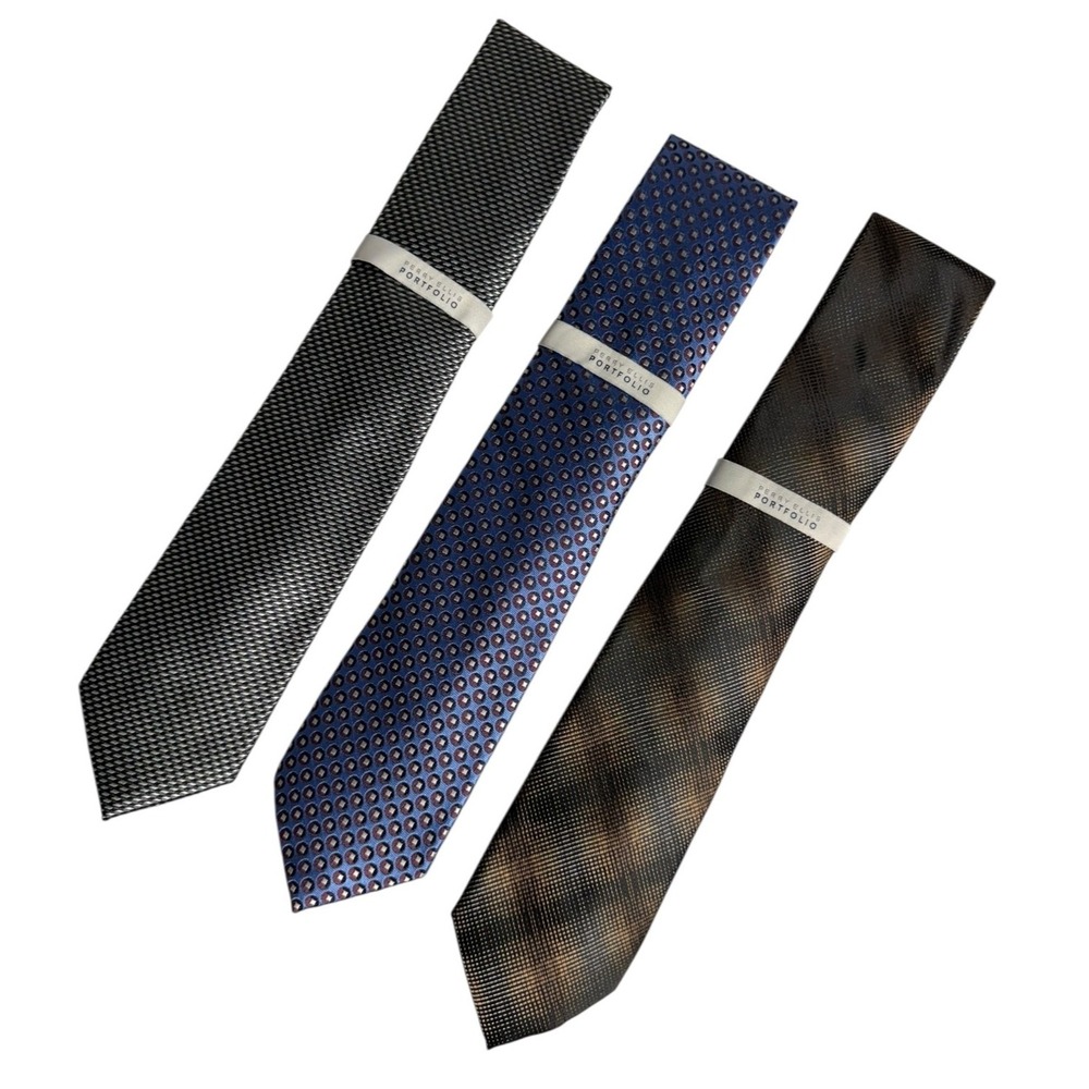 Perry Ellis Portfolio Men's Ties Geometric Striped Classic Necktie Lot of 3‎ new